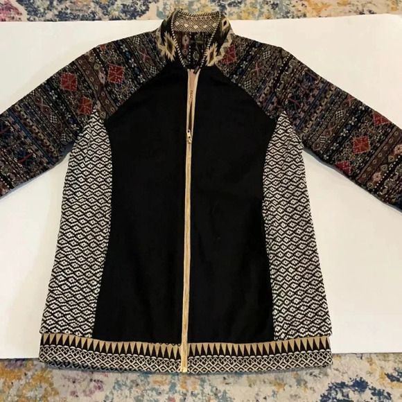 Coco + Carmen Ceretti full zip wool jacket Black Tapestry print NWT Size S/M - Picture 4 of 15